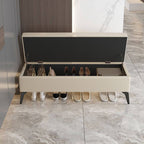 Large Modern Storage Faux Leather Rectangular Ottoman in Black - Open Storage