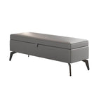 Large Modern Storage Faux Leather Rectangular Ottoman in Black - Side View