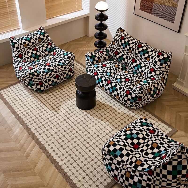 Stylish plaid bean bag chair for living room