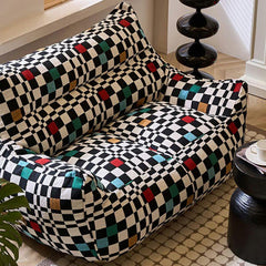 Modern fabric chair with plaid design