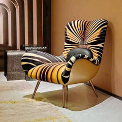 Lavish Animal Print Upholstery Arm Chair front view