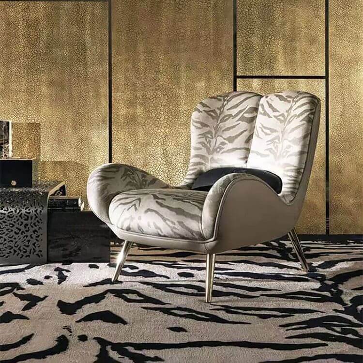 Lavish Animal Print Upholstery Arm Chair in stylish interior