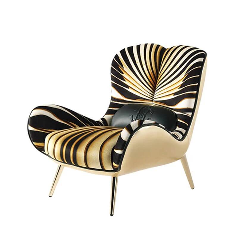 Lavish Animal Print Upholstery Arm Chair with metal legs
