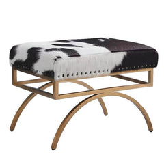 Elegant Upholstered Ottoman with Wooden Frame