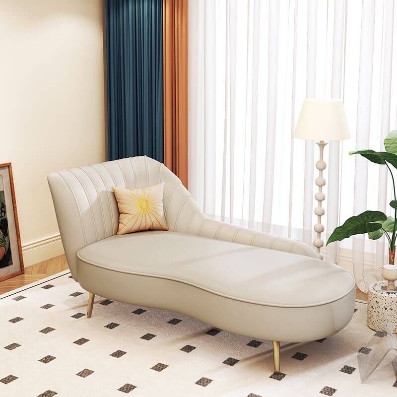 Lavish Leatherette Reclining Chaise Lounge in White Imagen principal del producto