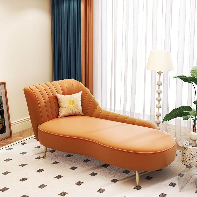 Lavish Leatherette Reclining Chaise Lounge in Orange