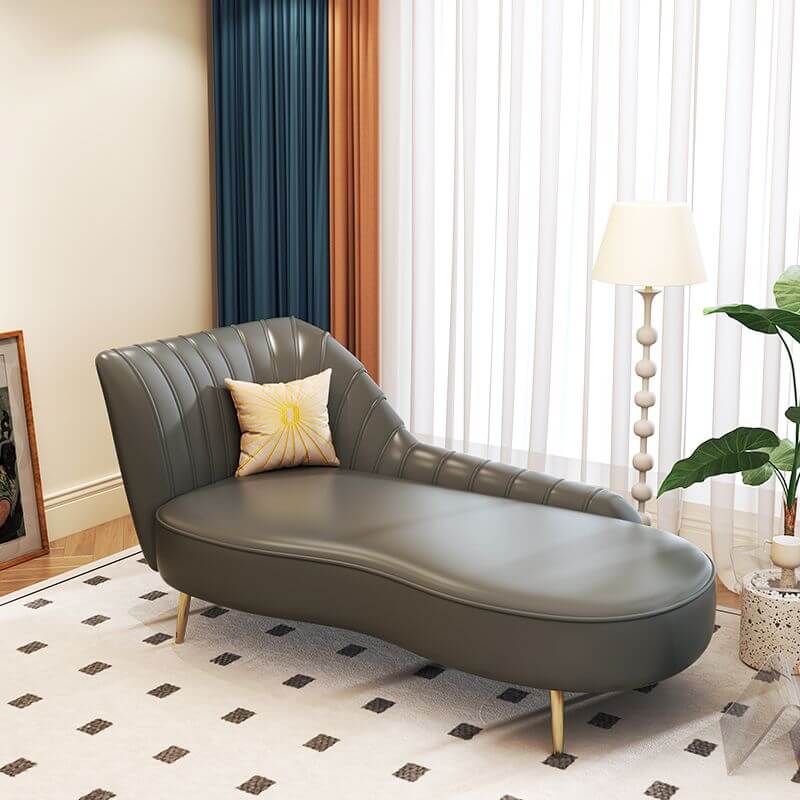 Lavish Leatherette Reclining Chaise Lounge in Dark Gray