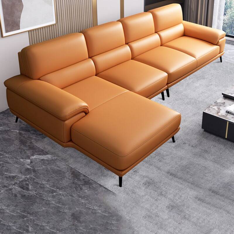 Leather Cushion Back Modular Sofa in modern living room