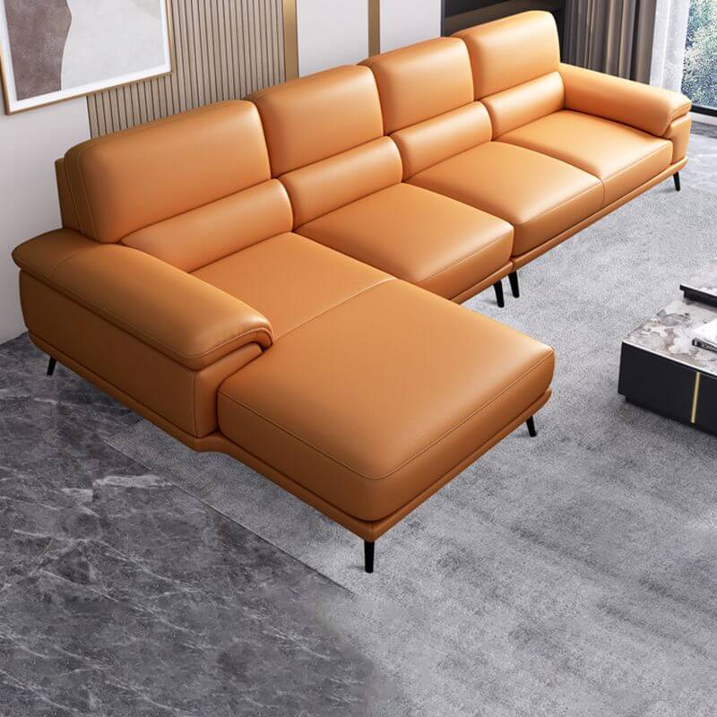 Leather Cushion Back Modular Sofa in modern living room Main image