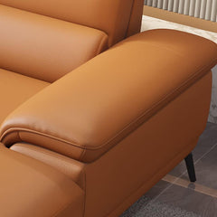 Elegant leather sofa with cushioned backrest