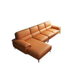 Cozy living room with modular leather sofa