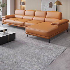 Cozy living room with modular leather sofa