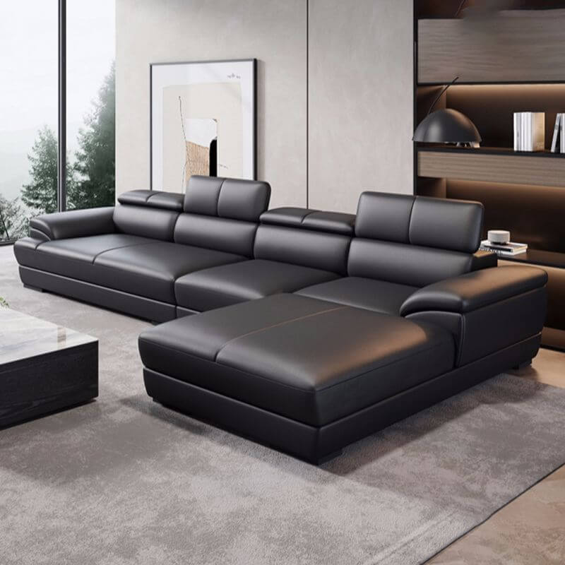 Leather Cushion Back Sectional Sofa