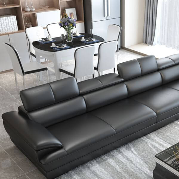 Elegant Dark Leather Couch