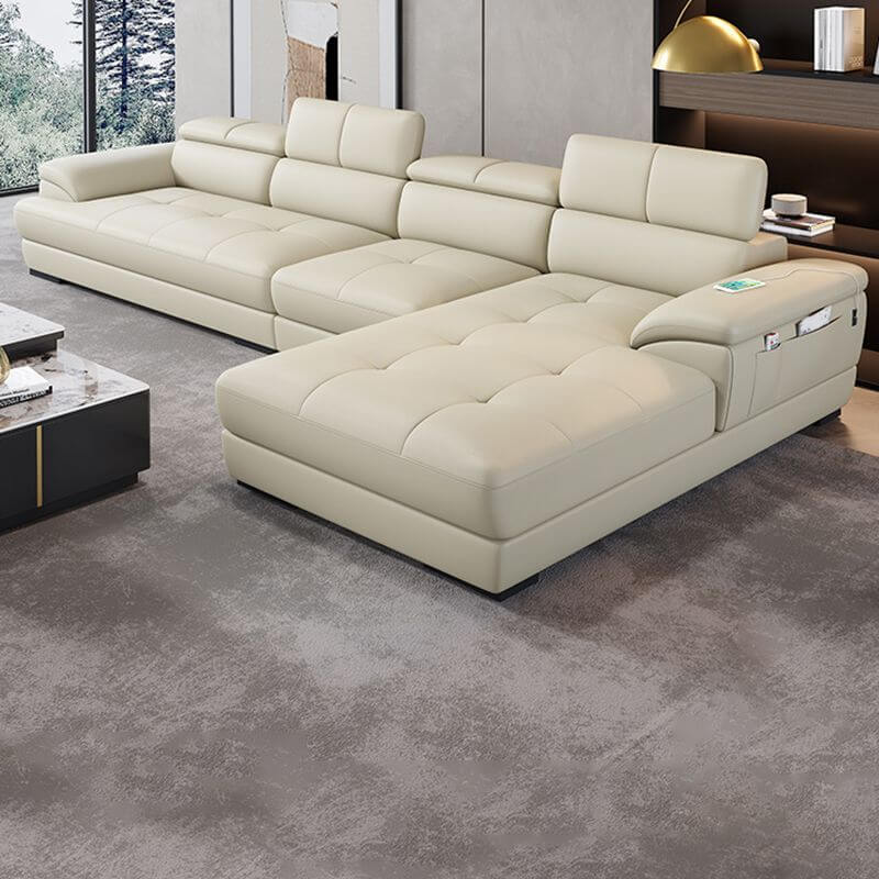 Leather Cushion Back Sectional Sofa in Living Room Hauptbild
