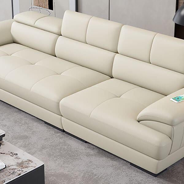 Luxury Leather Cushion Back Sofa