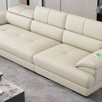 Luxury Leather Cushion Back Sofa