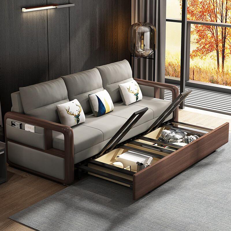 Modern leather sofa in living room