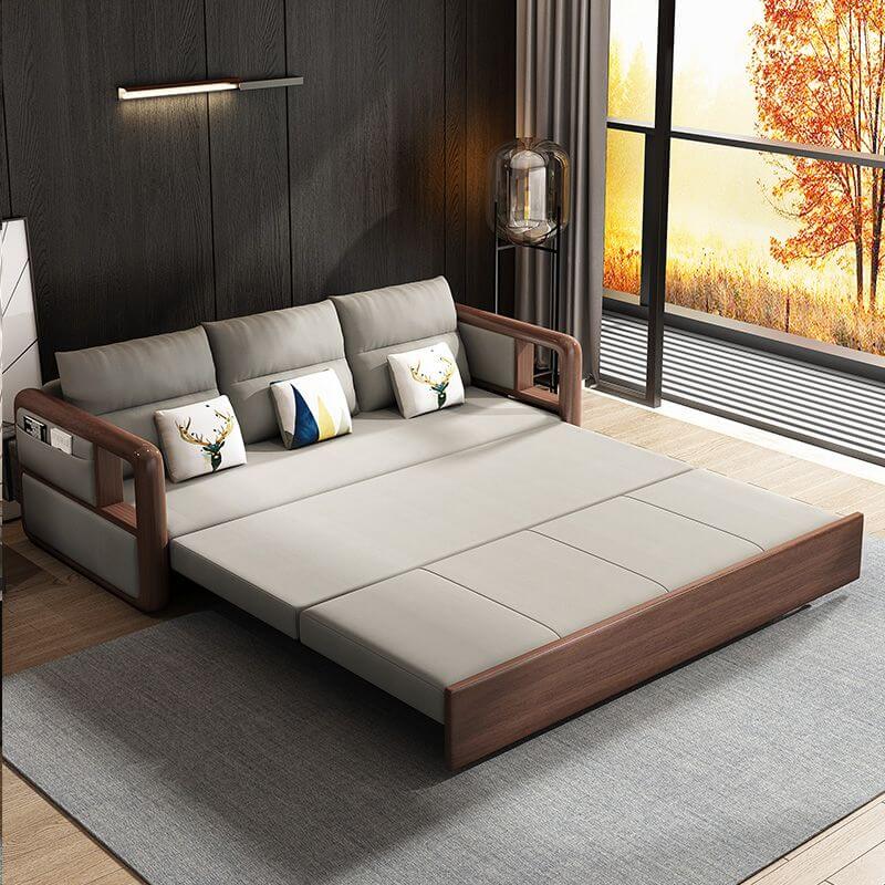 Compact leather sofa bed