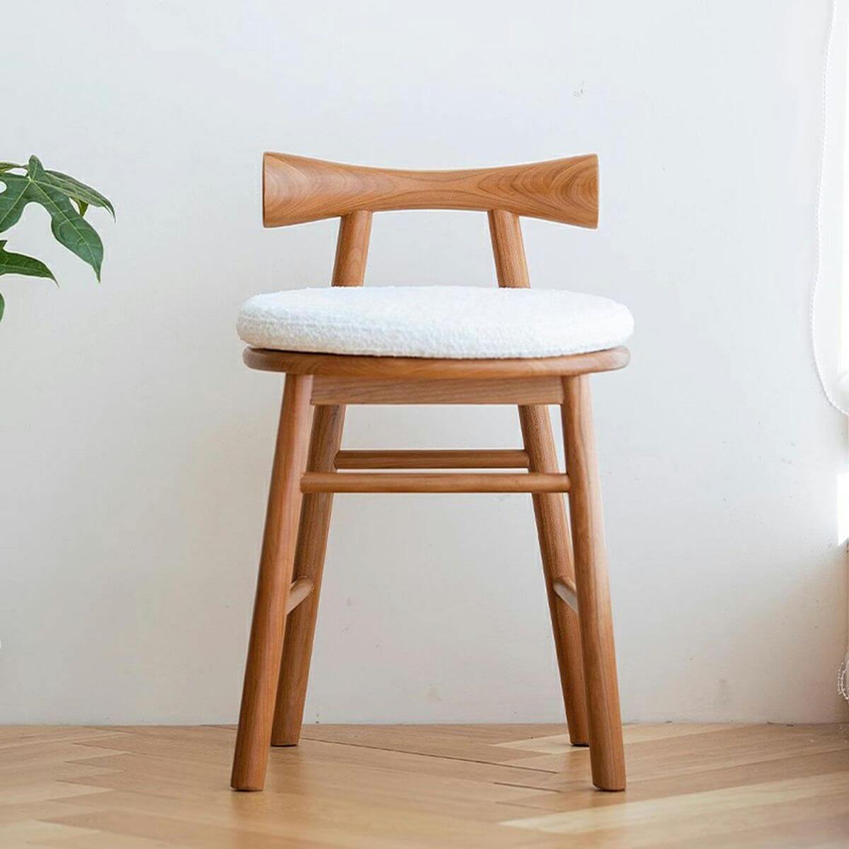 Upholstered accent stool in living room