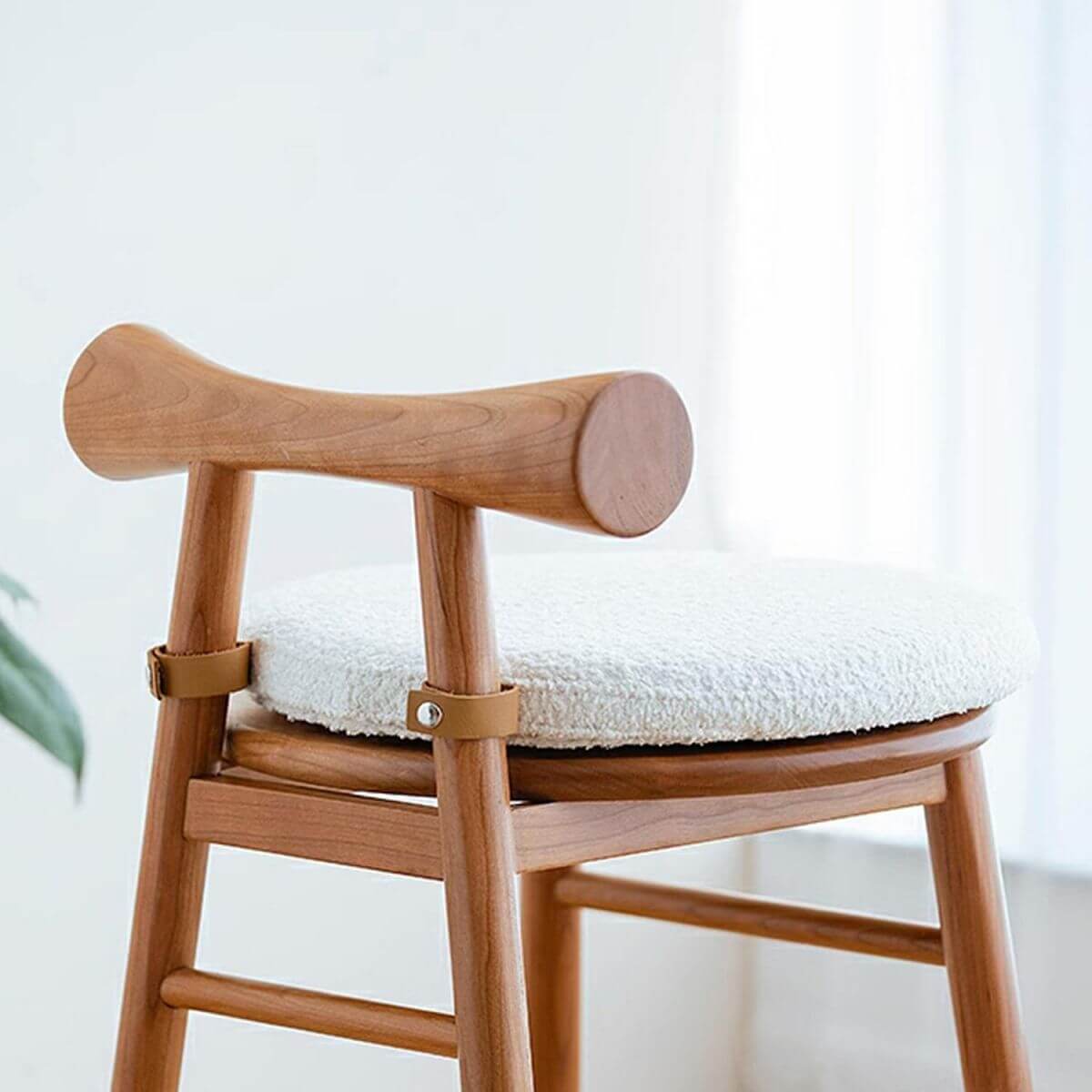 Beige upholstered modern stool