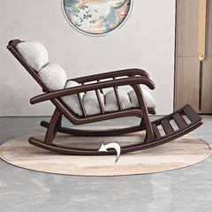 Brown wooden legs of the modern rocking chair