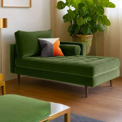 Lime green corner unit chaise with 3 pillows