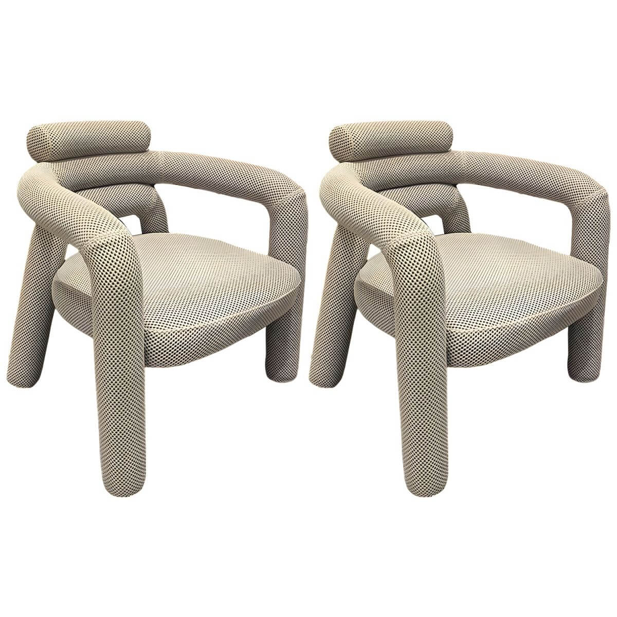Comfortable arm chair with curved armrests