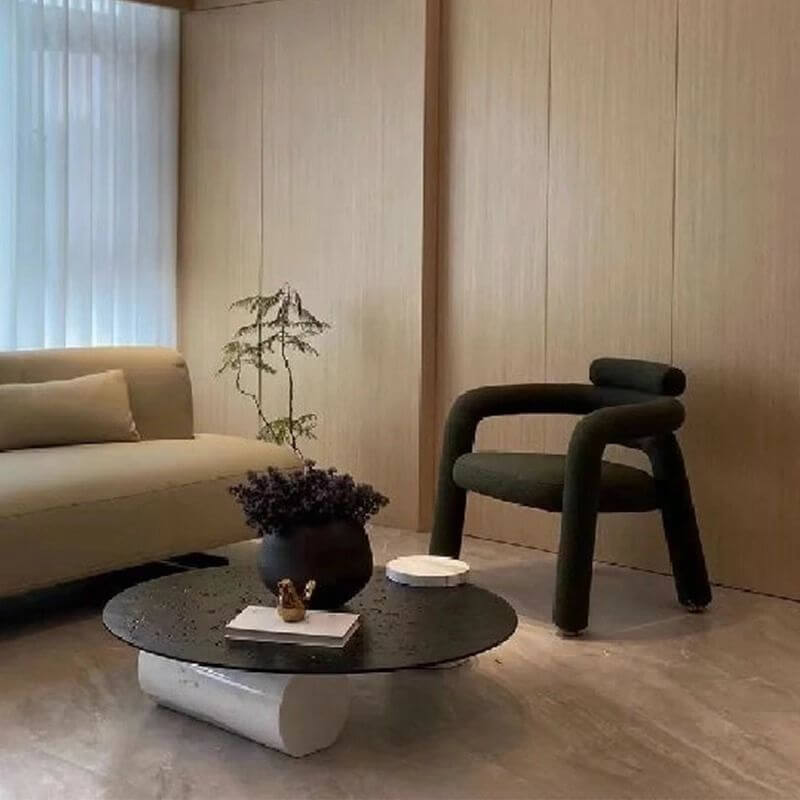 Curved arm chair perfect for relaxation