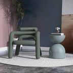 Ivory and dove grey armchair with fixed back