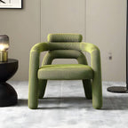 Ivory and dove grey armchair with fixed back