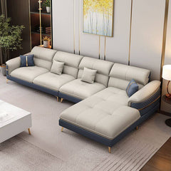 Modular sofa with round armrests in living room