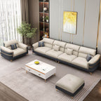 Modular sofa with round armrests in living room