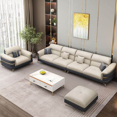 Modular sofa with round armrests in living room