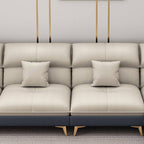 Elegant rounded armrests on the couch