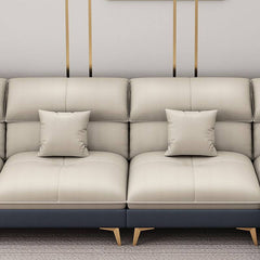 Elegant rounded armrests on the couch