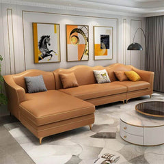 elegant square armrests on leather sofa