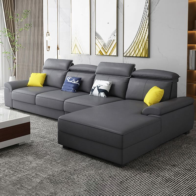 styled living room with grey sofa