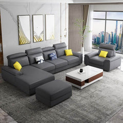 comfortable grey modular sofa sitting area