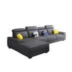 luxurious upholstery of grey sofa