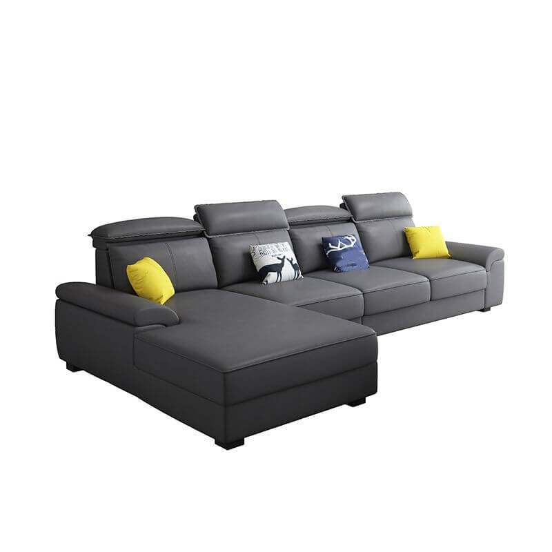 luxurious upholstery of grey sofa