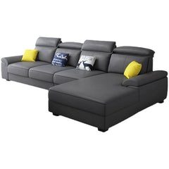 luxurious upholstery of grey sofa