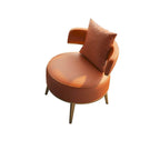 Nordic faux leather armless chair in a cozy living room