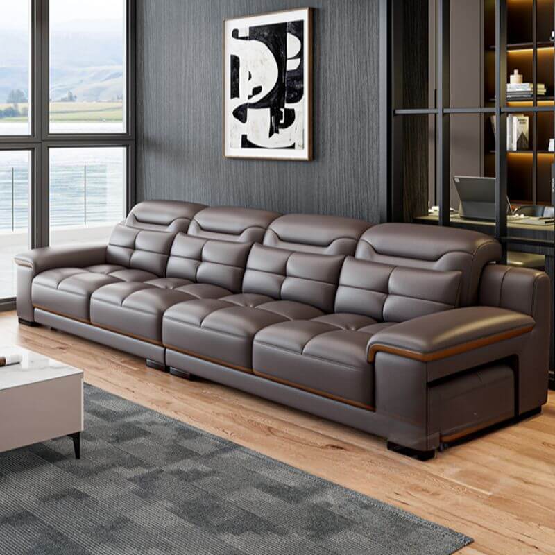 Luxurious Cocoa L-Shape Sofa Chaise