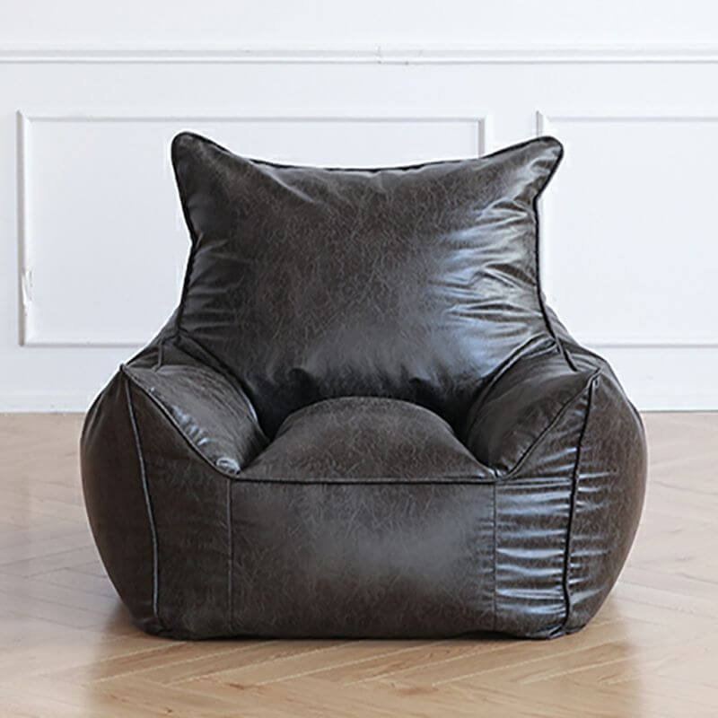 Luxurious Faux Leather Bean Bag Chair - Black