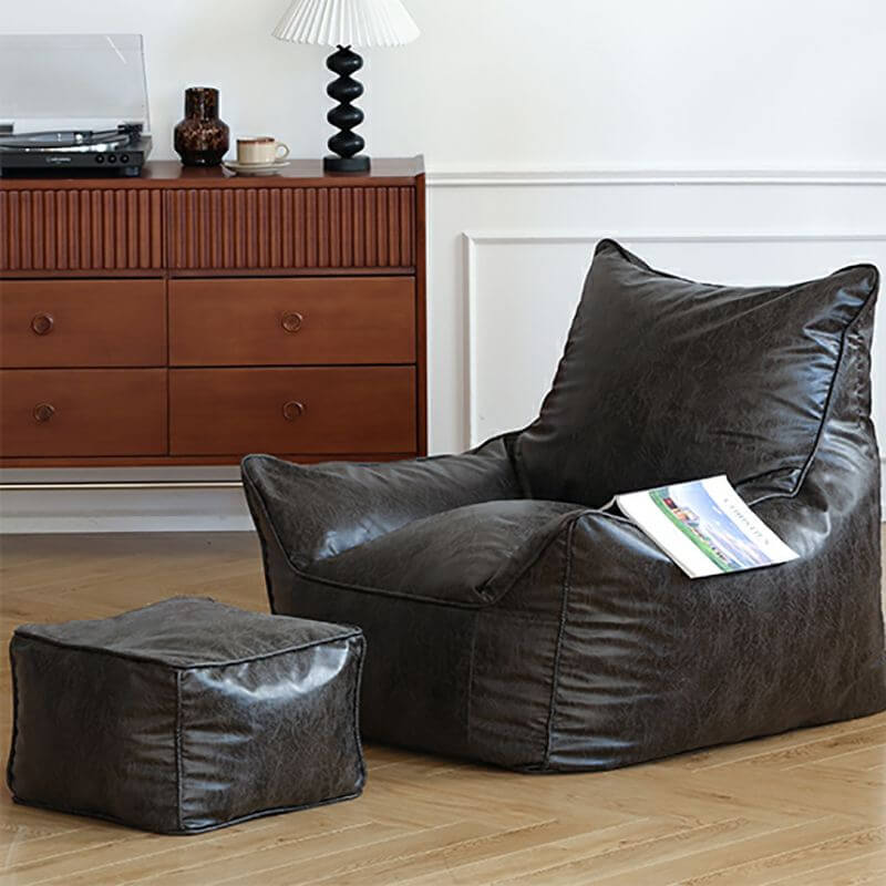Luxurious Faux Leather Bean Bag Chair with Removable Cover and Water Resistant Feature Secondary image