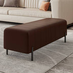 Luxurious Faux Leather Ottoman Black