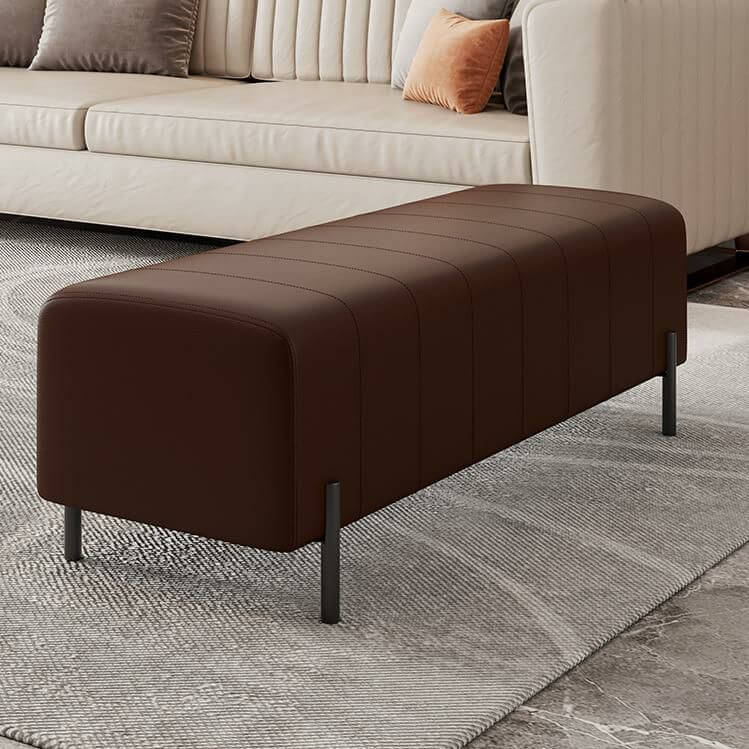 Luxurious Faux Leather Ottoman Black