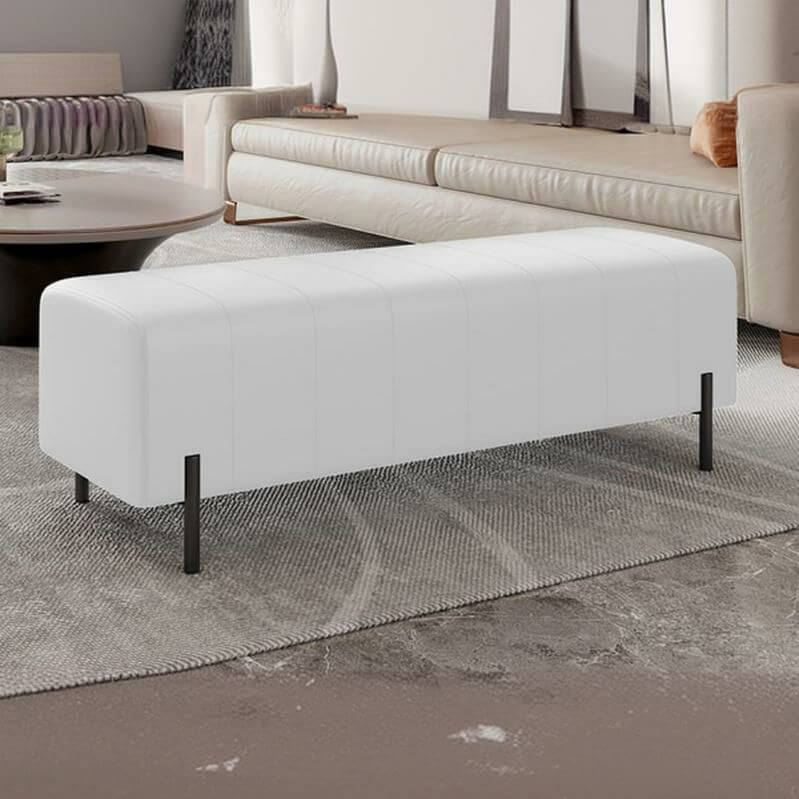 Luxurious Faux Leather Ottoman Black