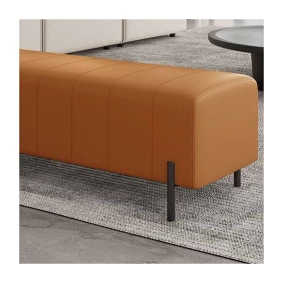Brown Faux Leather Ottoman